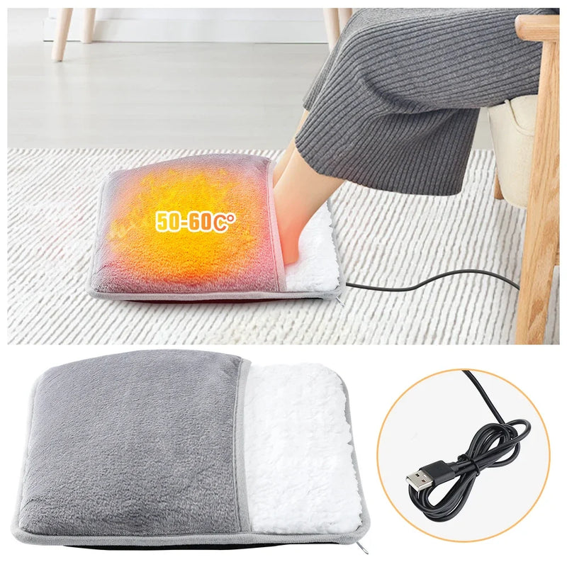 Danoz Health - Winter Electric Foot Heating Pad USB Charging Soft Plush Washable Foot Warmer Heater Improve Sleeping Household Foot Warming Mat