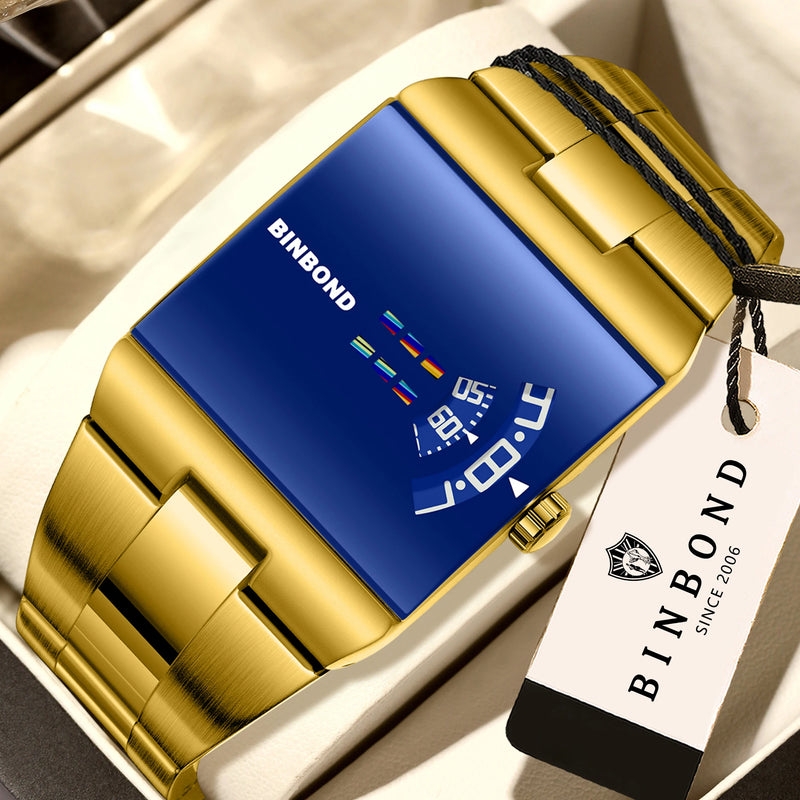 ⌚ Danoz WatchSmart | BINBOND Men's Luxury Quartz Watch | Waterproof 3 Bar | Stainless Steel Band | Square Dial | Sport & Casual | 9 Colour Options