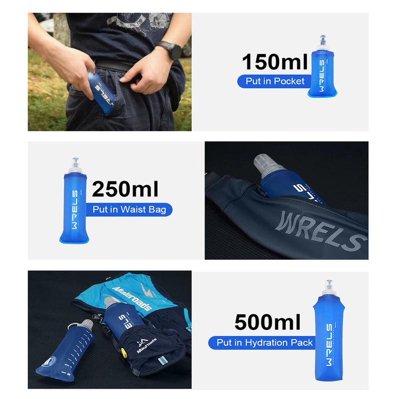 Danoz WaterSmart - 150ml/250ml/500ml Outdoor Collapsible Silicone Bite Size Water Bottle Running Camping - Buy 1 Get 1 Free!