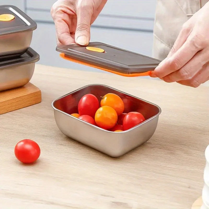 Danoz FoodSmart - 4 x Stainless Steel Food Storage Containers Set - Thickened Leakproof, BPA-Free Stackable for Fridge/Freezer/Pantry Organization
