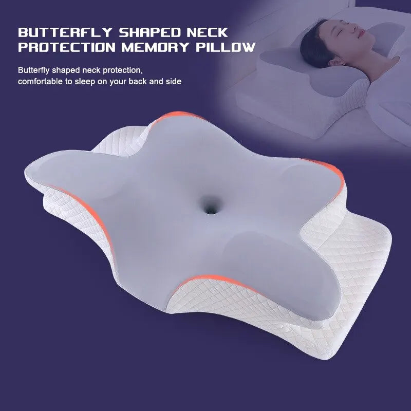 Danoz Bedroom - Memory Foam Pillows Butterfly Shaped Relaxing Cervical Slow Rebound Neck Pillow Pain Relief Sleeping Orthopedic Pillow