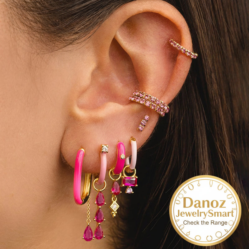 ✨ Danoz JewelrySmart | 18K Gold Plated Geometric Zircon Dangle Earrings | Cubic Zirconia | Stainless Steel | Huggie Clip | Women's Jewellery