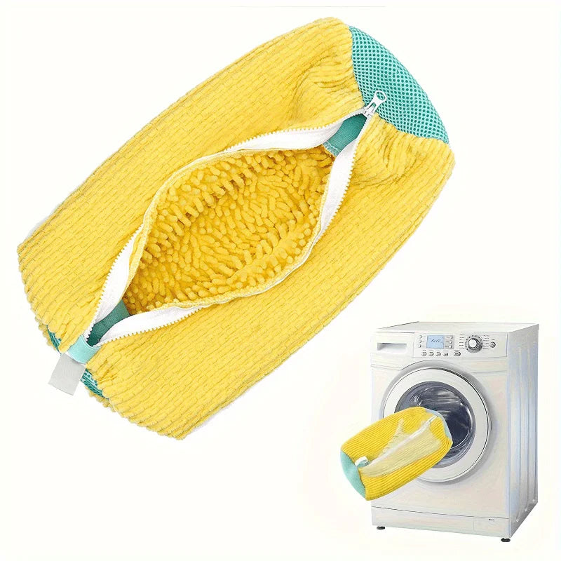 👟 Danoz CleanSmart | Durable Mesh Shoe Wash Bag | Plush Inner Lining | Auto-Lock Zipper | Washer & Dryer Safe | Travel Organiser | Blue, Grey & Yellow | 2 or 4 Pack ✨