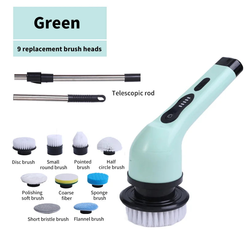Make cleaning a breeze with Danoz 9-in-1 Wireless Electric Cleaning Brush! USB-rechargeable tool spins through grime in your kitchen, bathroom, and beyond