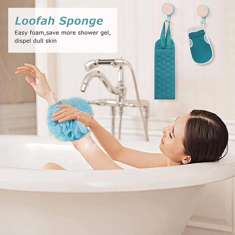 Danoz ShowerSmart - 3Pc. Exfoliating Body Scrubber Set - Includes Back Scrubber, Bath Glove And Shower Bath Sponge Loofah - Buy 1 Get 1 More!