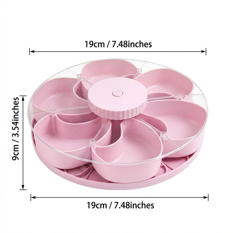 Danoz ServeSmart – Spin, Serve & Impress! Rotating 360° Divided Vegetable & Fruit Serving Tray – Perfect for Parties, Gatherings & Everyday Kitchen Fun 🍎🥗✨