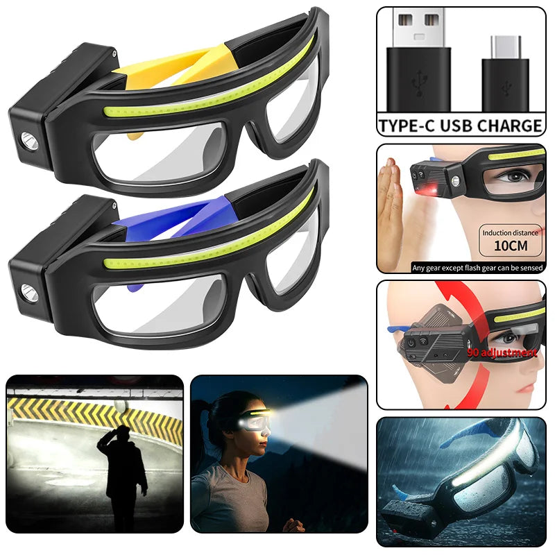 Danoz WorkSmart | XTE + COB Glasses Headlamp | 5 Modes | Touch Sensor | Type-C Rechargeable | Waterproof IPX4 | Compact & Portable 🔦🔍