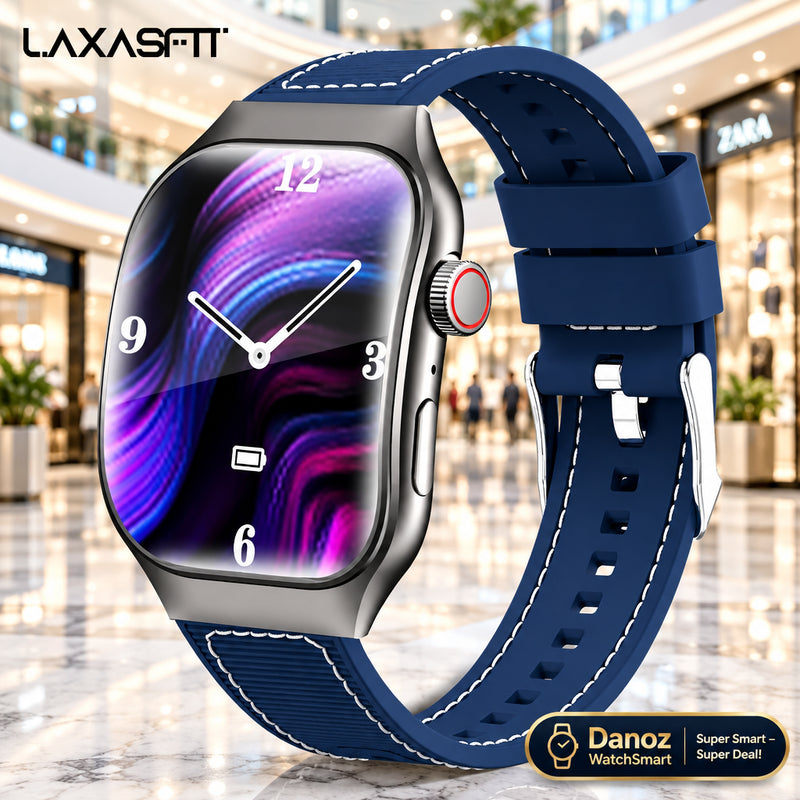 ⌚ Danoz WatchSmart | LAXASFIT H7 Smartwatch | 2.01” HD Curved Screen | Bluetooth Calling | Heart Rate & Health Monitor | Wireless Charging | Men & Women ✨