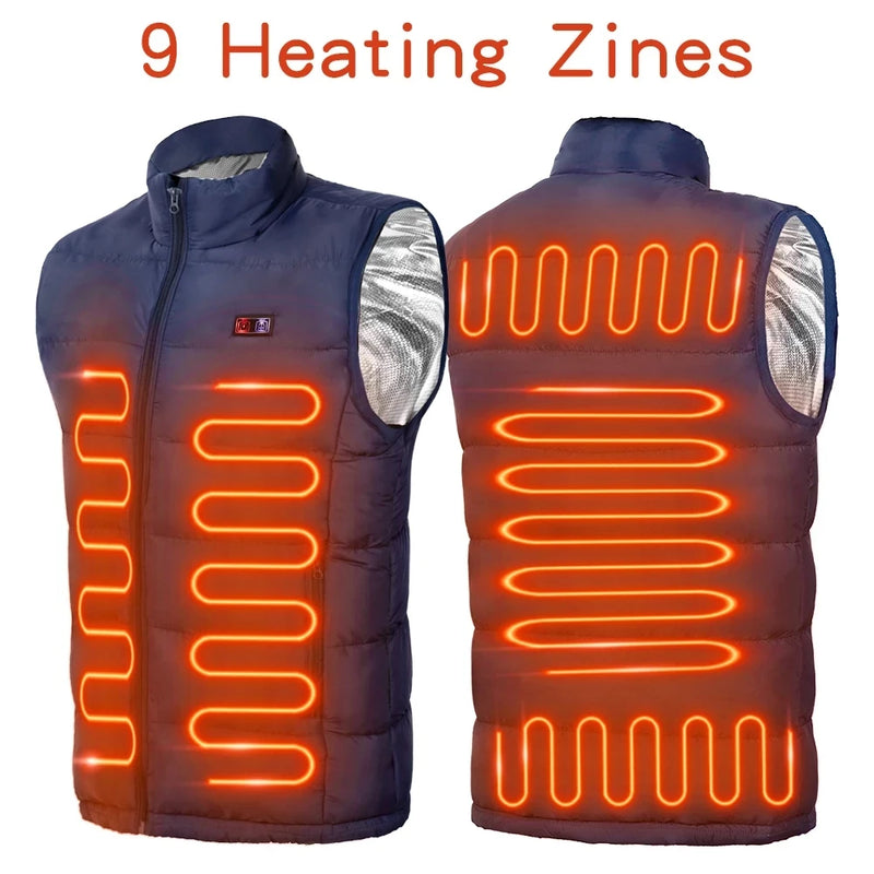 🔥 Danoz WinterSmart | Aiwetin 9-Zone Electric Heated Vest | Graphene Heating | USB Powered | Men & Women | Camping & Outdoor | Black & Blue | M–4XL ✨