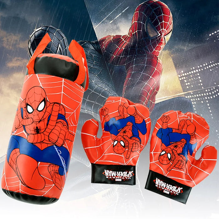 Danoz Brands - Disney Marvel Spiderman Figure Toy Gloves Sandbag Suit Boxing Spider Man Outdoor Sports Kids Toys Sand Bag Gloves Sets Kid Gifts