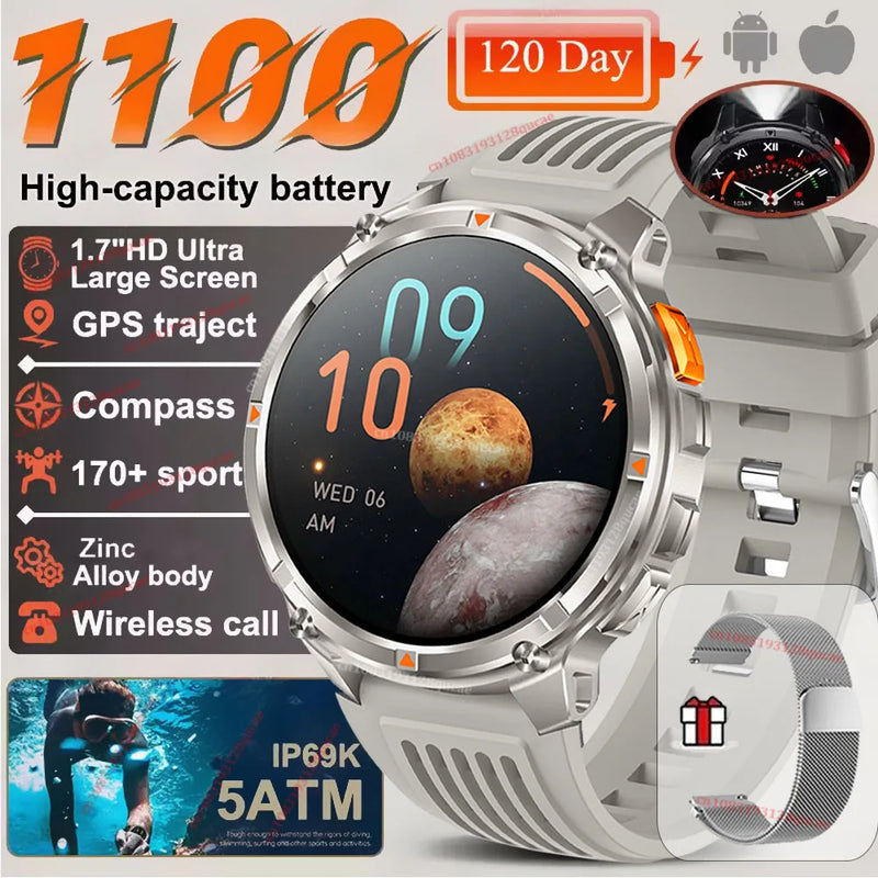 ⌚ Danoz WatchSmart | Ola Esporte T-Rex3 Ultra Smart Watch | 1100mAh | 1.7" AMOLED | Bluetooth 5.2 Calls | 100+ Sports | GPS | IP68 | LED Flashlight | 10 Colours