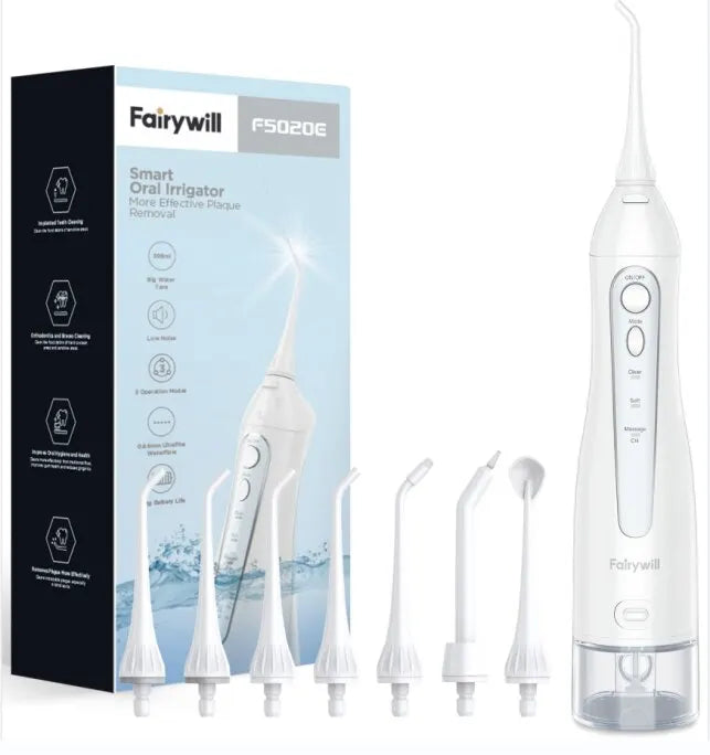 Keep your smile sparkling with Danoz Water Flosser! This rechargeable, portable oral irrigator features three modes to suit your flossing style