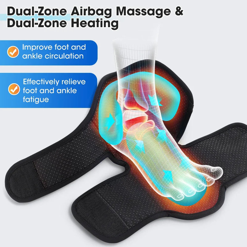 Insole with dual-zone massage and heating features, showing foot and ankle circulation on a white background.