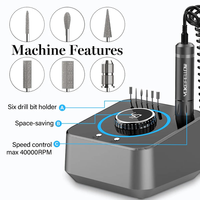 Danoz Beauty - 40000RPM Electric Nail Drill Professional Manicure Machine With Brushless Motor Nails Sander Set Nail Salon Polisher Equipment