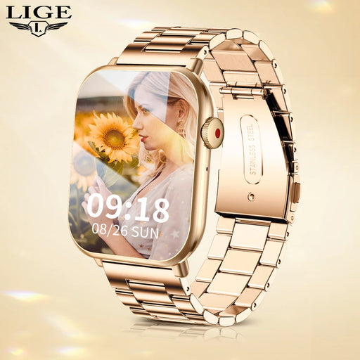 Elevate your style with Danoz Direct - LIGE 2024 Smartwatch. With its sleek rose gold design and 1.96'' display