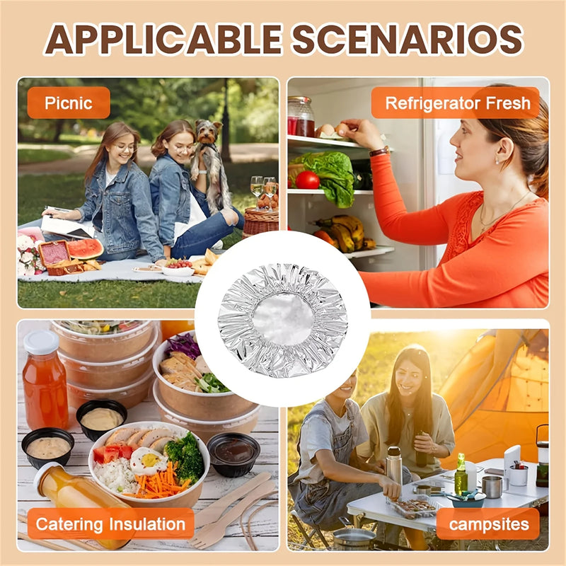 🍲 Danoz FoodSmart | Aluminum Foil Covers | Heat-Resistant Insulation Lids | Keeps Food Warm & Fresh | Food Grade | 50 or 100 Pack | Fits Bowls & Plates