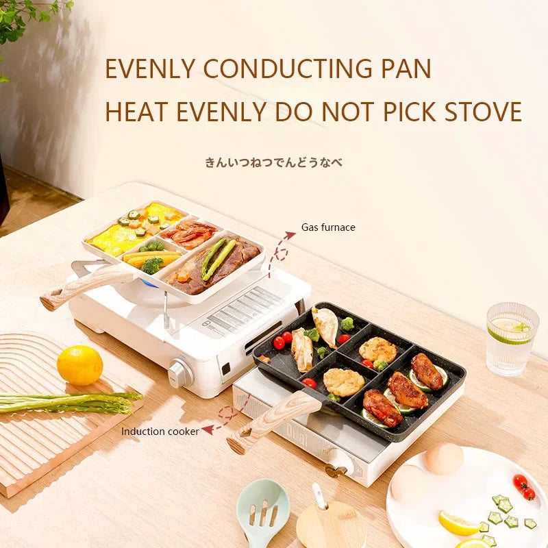 🍳 Danoz CookSmart | 4-Hole Non-Stick Frying Pan | Steak, Eggs & Breakfast | Aluminium + Ceramic Coating | Gas & Induction Compatible | 27cm | Black & White