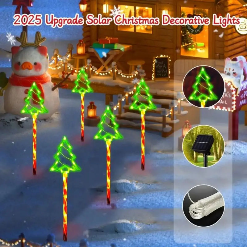 Danoz Lights -5pc/set solar candy Christmas tree ground installation decorative lights outdoor garden lawn LED lights courtyard lights