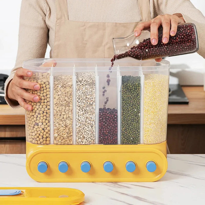 Danoz Kitchen 🍳 2/4/6 Grids Cereal Dispenser Wall-Mounted Sealed Cereal Storage Container Grain Storage Box