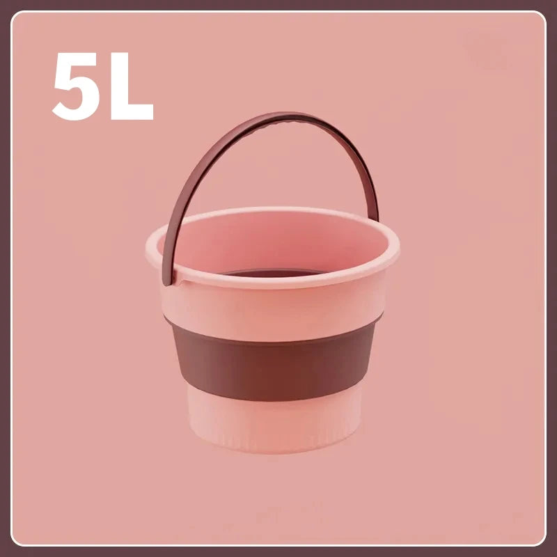Danoz HomeSmart - 5/10/17L Folding Portable Bucket with Cover Car Wash Fishing Bathroom Silicone Bucket Outdoor Camping Household Supplies