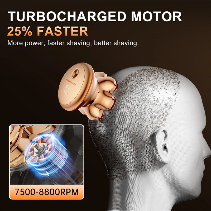 🪲 Danoz ShaveSmart | MAXGROOM 7D Head Shaver PRO | 7 Floating Blades | IPX6 Waterproof | USB-C Fast Charge | 140 Min Runtime | Smart LED Display | Wet & Dry ✨