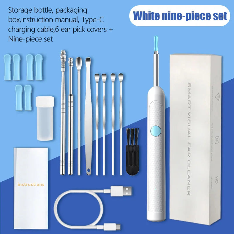 👂 Danoz EarcareSmart | Visual Ear Wax Cleaner | 5MP Camera Endoscope | Safe Earwax Removal | LED Light | White & Black | Standard & 9-Piece Sets