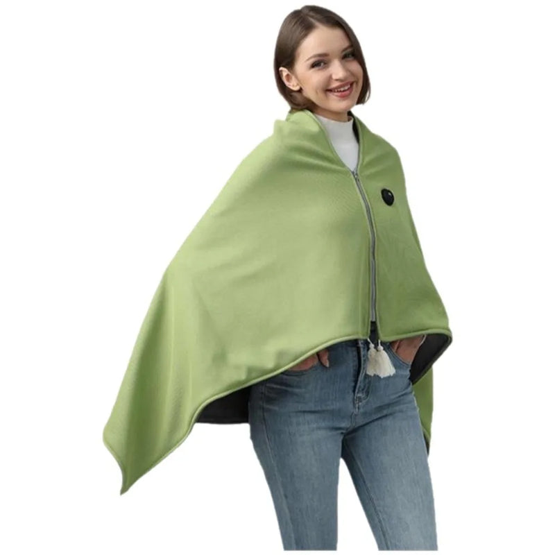 🧣 Danoz WinterSmart | USB Heated Warmer Shawl Blanket | 150×80cm | Fast Heating | Wearable | Washable | Car & Home Use | Beige, Red & Green