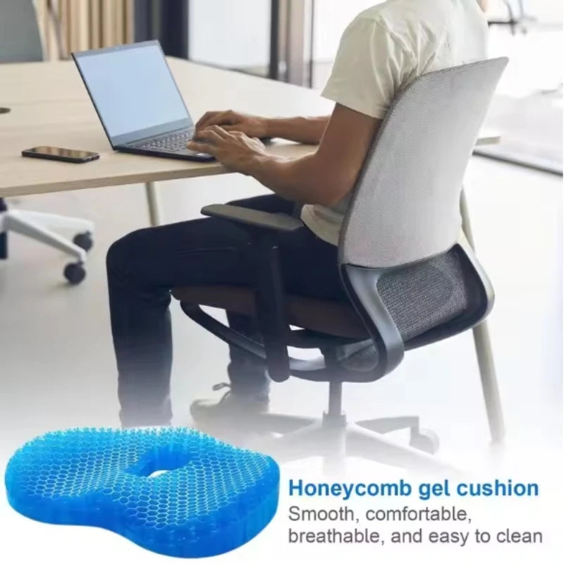 🧘 Danoz SeatSmart | Honeycomb Gel U-Shaped Seat Cushion | Cooling | Massage | Ergonomic | Latex Fill | Removable & Washable | Blue & Royal Blue ✨