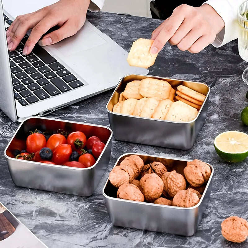 Danoz FoodSaver Storage - 6 Piece Stainless Steel Food Storage Containers Set With Lids - Leakproof, Stackable & Reusable For Camping, Picnics, School - Super Bundle