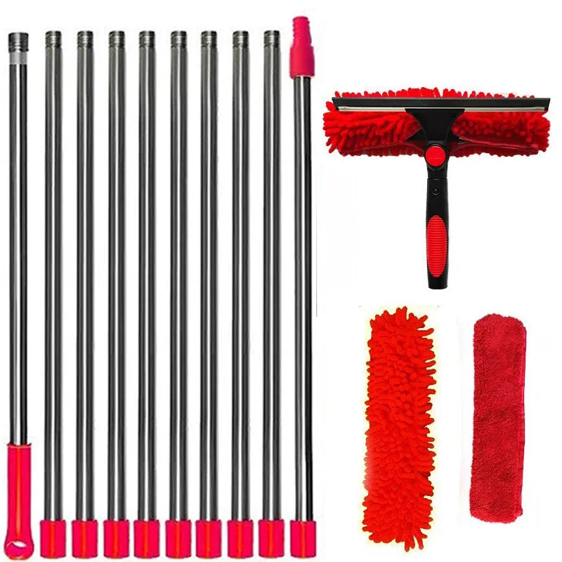 Danoz CleanSmart - Extended to 4.2M Window Cleaning Kit 2 in 1 Double Sided Glass Squeegee Cleaner