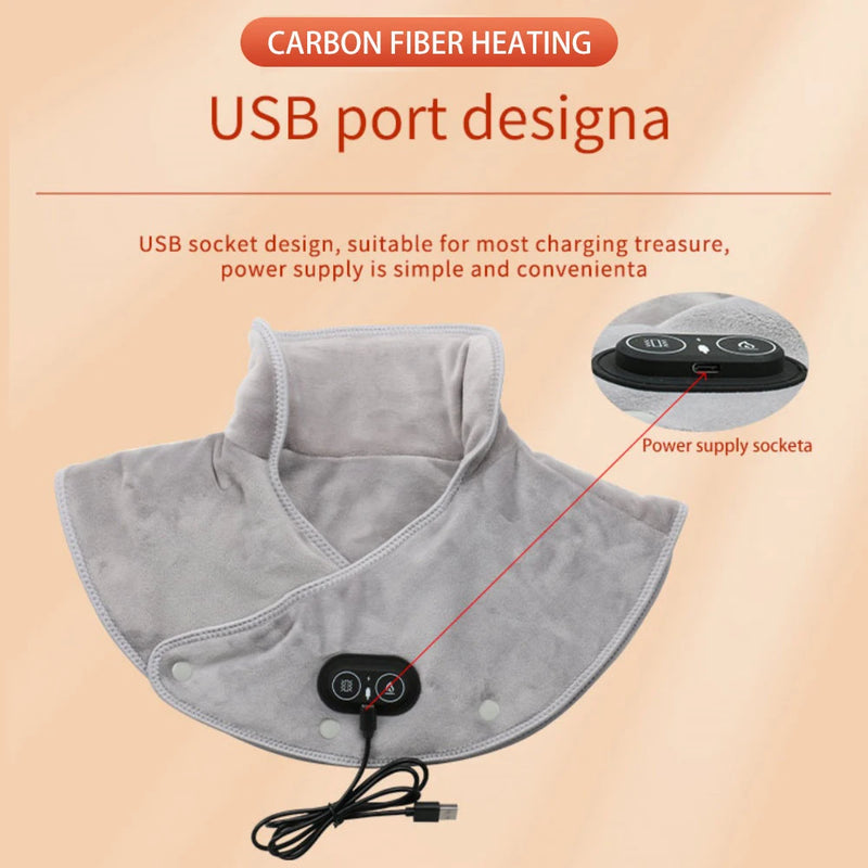 🦴 Danoz MassageSmart | Electric Heating Neck & Shoulder Pad | 3 Heat Settings | Auto-Off Timer | USB Powered | Soft Plush | Grey