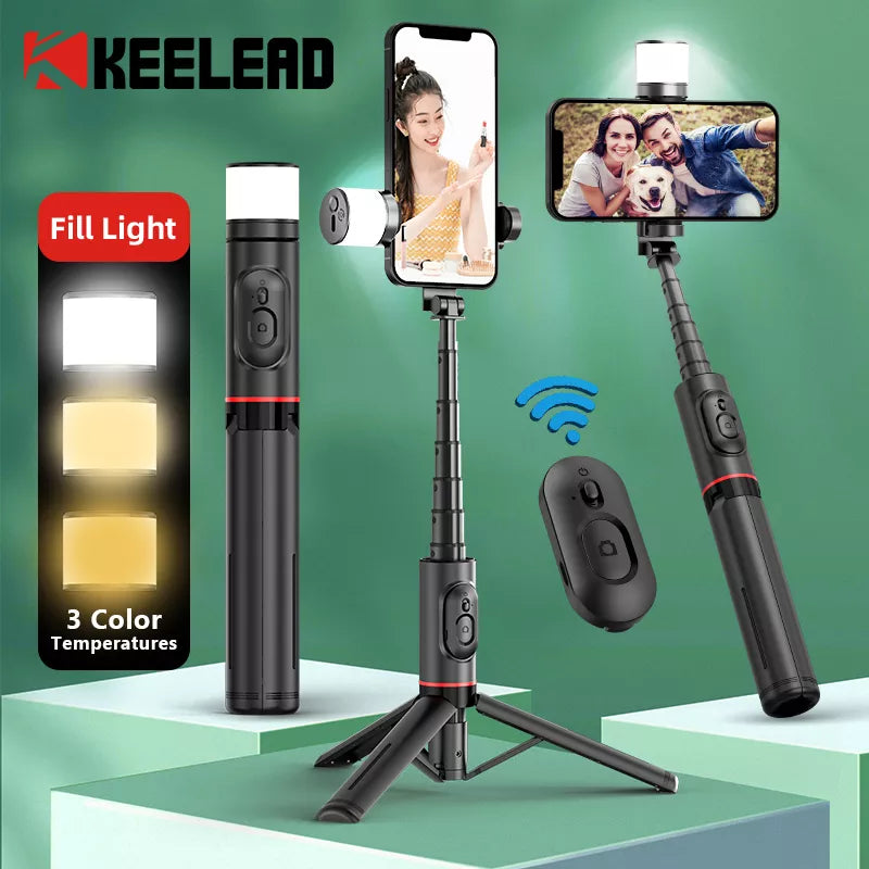 Capture perfect selfies with the Danoz Direct - 2024 NEW Portable Wireless Bluetooth Phone Telescopic Selfie Stick Tripod!