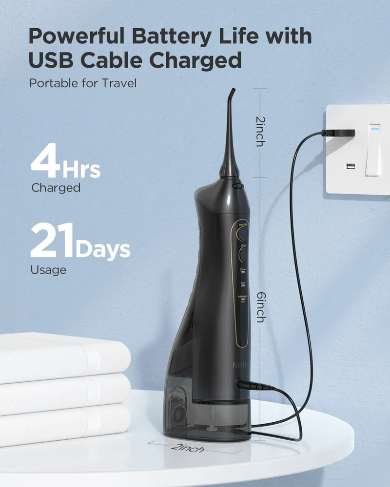 Keep your smile sparkling with Danoz Water Flosser! This rechargeable, portable oral irrigator features three modes to suit your flossing style