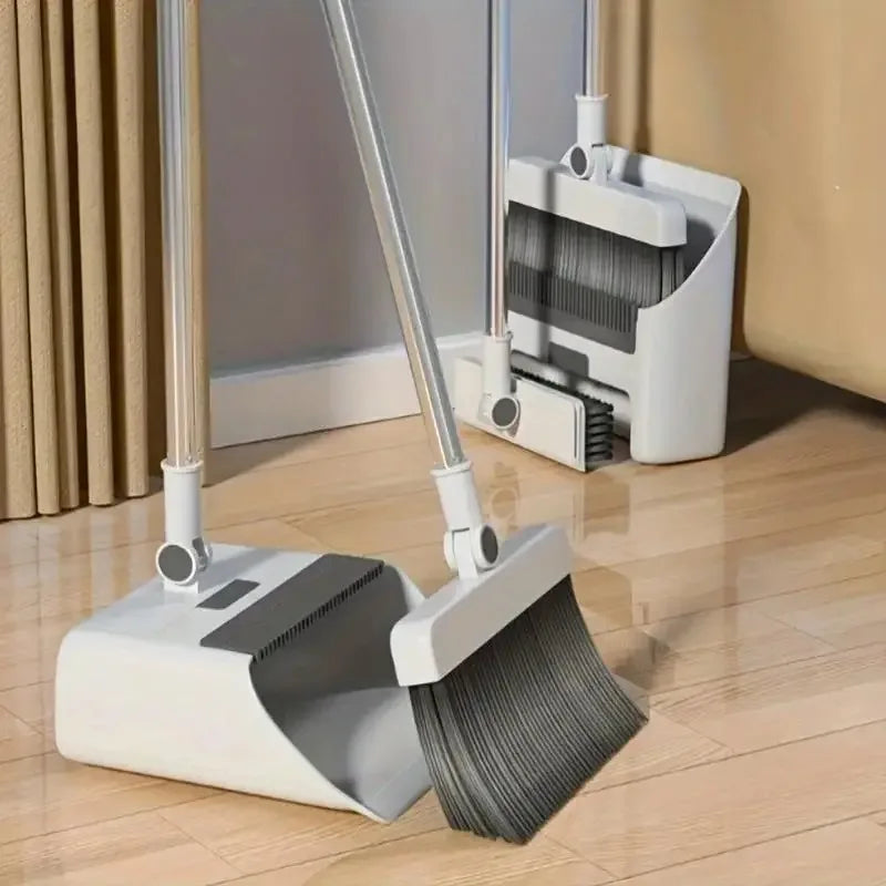 🧹 Danoz CleanSmart | 3-in-1 Folding Broom & Dustpan Set | Standing Floor Brush & Squeegee | Self-Cleaning Comb Teeth | Home, Kitchen & Office