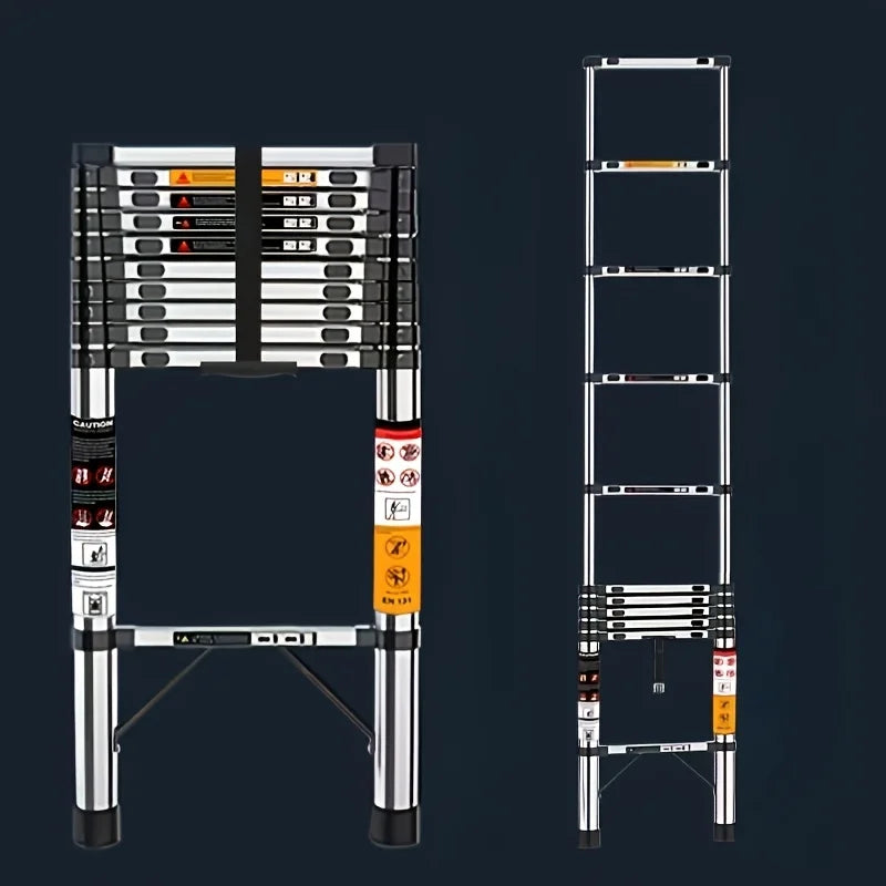 Danoz DIYSmart - Lifting Telescopic Straight Ladder Stainless Steel, Thickened Multifunctional Safety Ladder Household and Trade Use