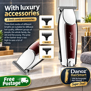 Hair trimmer set with comb accessories on a white background