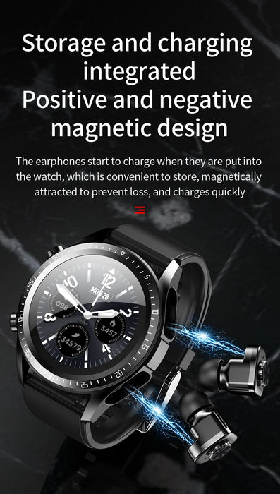 Danoz SuperSmartWatch ⌚ With Earbuds TWS Bluetooth Call Music Control Blood Pressure + More