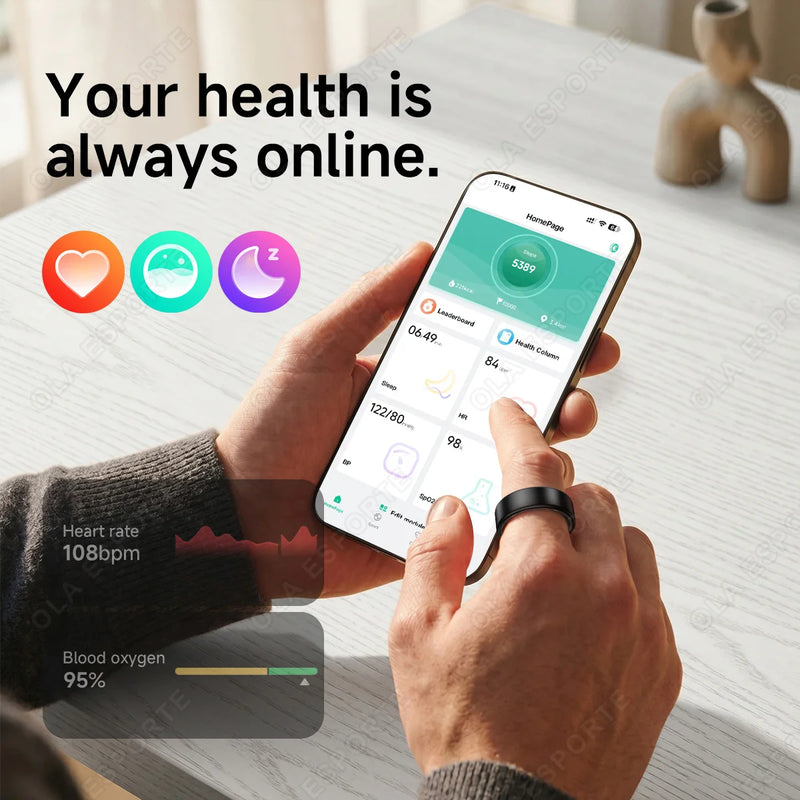💍 Danoz TechSmart | Ola Esporte Smart Ring | Heart Rate SpO2 Sleep Monitor | IP68 | Multi-Sport | Female Cycle Tracking | Sizes 6–14 | Holiday Gift ✨