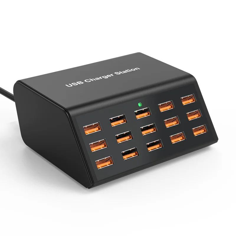 Danoz PowerSmart - 100W Desktop Universal USB Charger 15 Ports USB Fast Charging Station For Ipad Iphone 15 14 13 12 Pro Max Samsung S24 Tablet