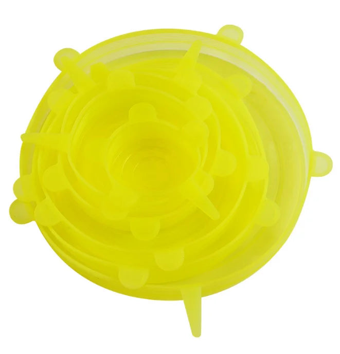 🍱 Danoz KitchenSmart | 6-Piece Food Grade Silicone Stretch Lids | Airtight Reusable Food Covers | Universal Fit | Fridge, Freezer & Microwave Safe | Eco-Friendly | Buy 1 Get 1 More! ✨👌