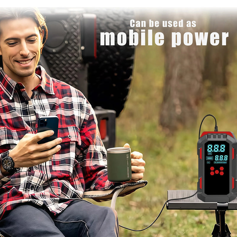 Danoz Mighty Jump/Pump - 12V Durable 2-in-1 Car Jump Starter & Tire Air Compressor - 150PSI, -40°C-80°C Low-Temp Operation, USB Port for Phones, LED Emergency Lights