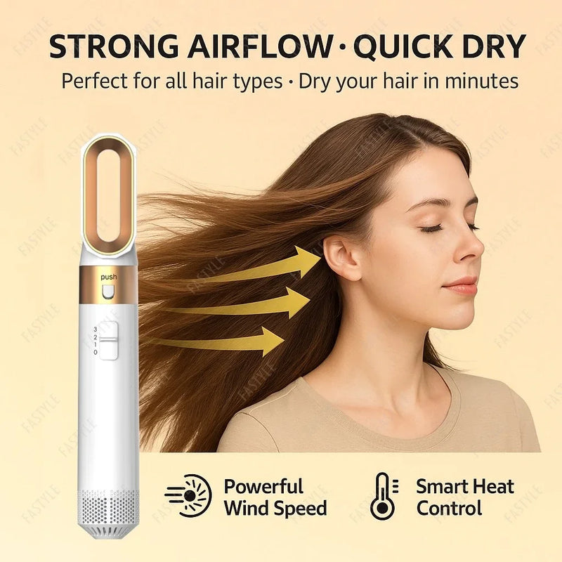 Danoz HairSmart - 5 In 1 Hair Dryer And Styler Kit With Professional Hot Air Brush Curling Iron Hair Straightener For Curling And Straightening