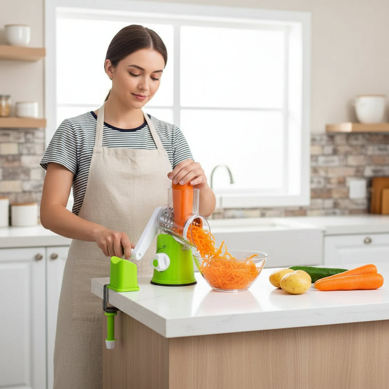 Say goodbye to tedious hand-grating . Our Danoz rotary grater spins through cheese, vegetables, potatoes, nuts, and more with minimal effort