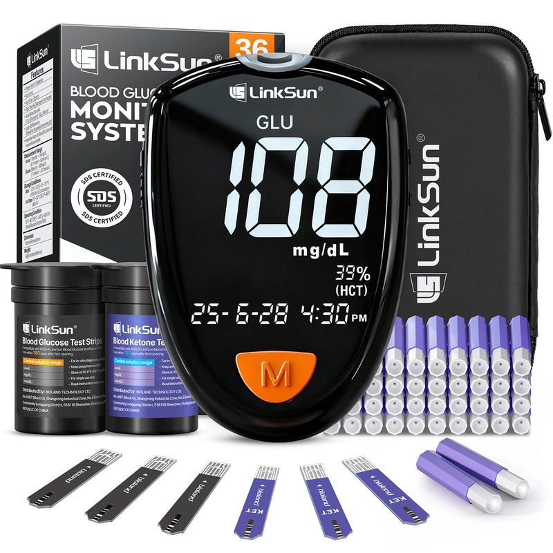 🩸 Danoz HealthSmart | Linksun M26-K 2-in-1 Blood Glucose & Ketone Testing Kit | 5s Results | 500 Memory | Large Display | Auto-Calibration | CE Certified ✨