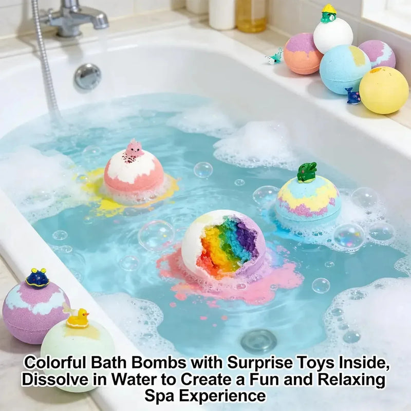 Danoz KidSmart Ocean Bath bomb Ball Set with Hidden Toys 6 or 12PCS Sea Salt Flower Fruit Scented Bath Bombs for Kids Bath Gift Foot Bath