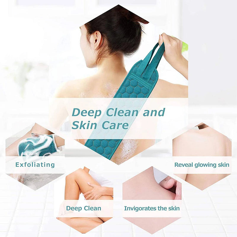 Danoz ShowerSmart - 3Pc. Exfoliating Body Scrubber Set - Includes Back Scrubber, Bath Glove And Shower Bath Sponge Loofah - Buy 1 Get 1 More!