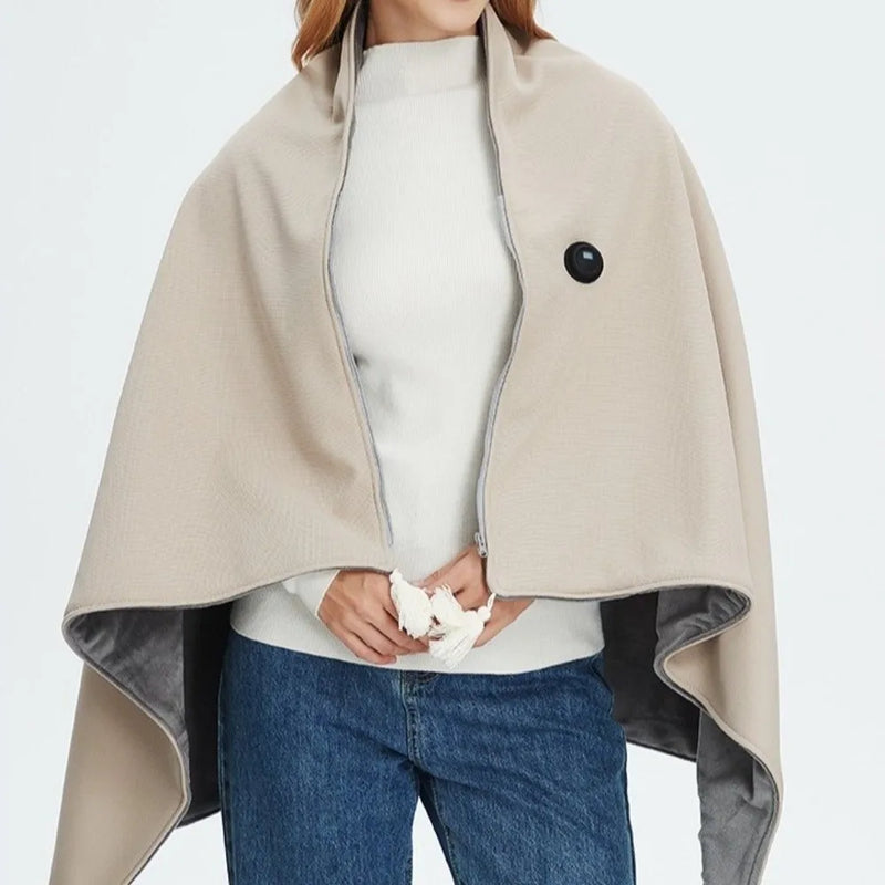 🧣 Danoz WinterSmart | USB Heated Warmer Shawl Blanket | 150×80cm | Fast Heating | Wearable | Washable | Car & Home Use | Beige, Red & Green