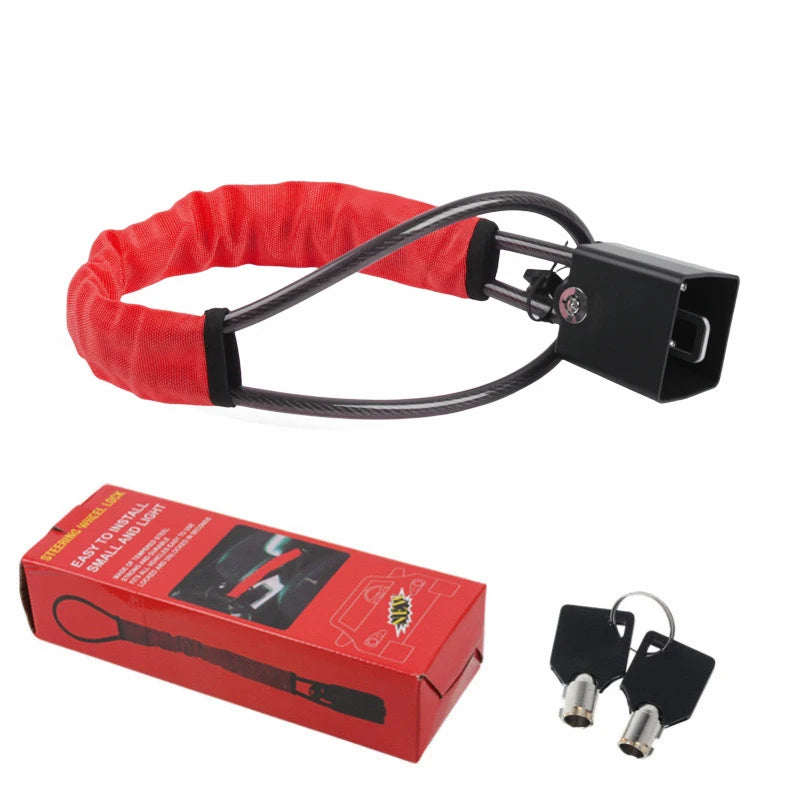 🔒 Danoz CarSmart | TopLock Steering Wheel Lock | Anti-Theft Steel Cable | Universal Fit | Square & Circular Key Styles | 8 Colours