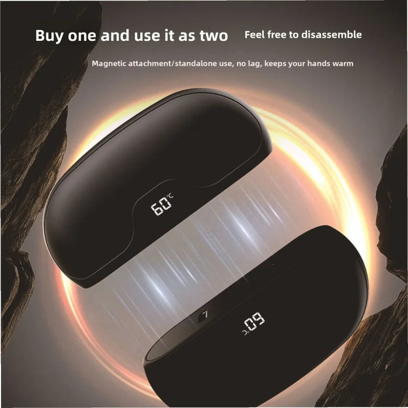 🔥 Danoz WinterSmart | Magnetic USB Rechargeable Hand Warmer | 4000mAh | Digital Temperature Display | Detachable Two-Part Design | Pocket Portable Heater | Perfect Winter Gift ❤️❄️