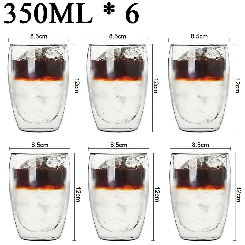Danoz CoffeeSmart – Sip in Style! Double Wall High Borosilicate Glass Mugs – Heat Resistant, Eco-Friendly & Perfect for Coffee, Tea, Juice & More – Sets of 4 to 18! ☕🥂✨